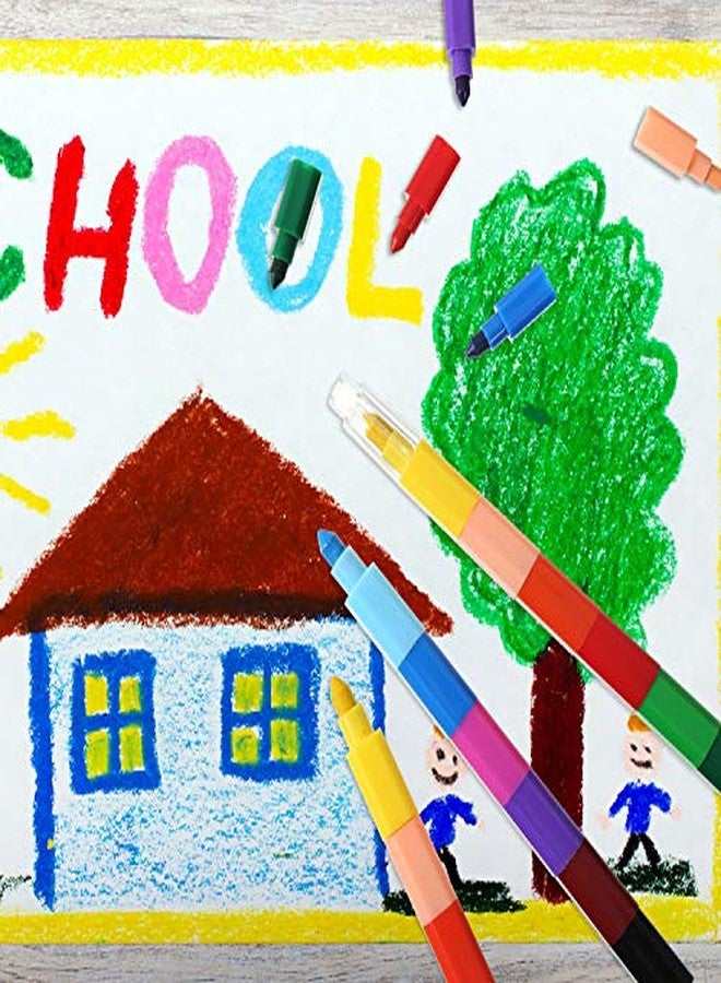 Leinuosen 12 Pieces Colorful Stacking Crayons Stackable Buildable Crayons for School Office Supplies, 12 Colors - Image 4