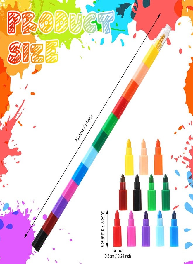 Leinuosen 12 Pieces Colorful Stacking Crayons Stackable Buildable Crayons for School Office Supplies, 12 Colors - Image 2