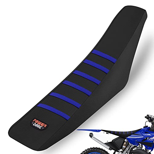 MCHMFG Motorcycle Universal Seat Cover Non-Slip Rubber Striped Gripper Soft Sewing for CRF WR WRF RMZ YZF SXF EXC EXC XC SX CR KLX Dirt Pit Bike Motocross Off Road Motorbike (Blue) - Image 1
