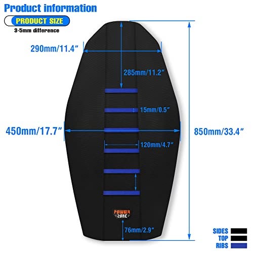 MCHMFG Motorcycle Universal Seat Cover Non-Slip Rubber Striped Gripper Soft Sewing for CRF WR WRF RMZ YZF SXF EXC EXC XC SX CR KLX Dirt Pit Bike Motocross Off Road Motorbike (Blue) - Image 4