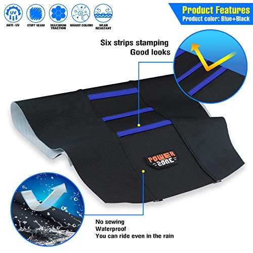 MCHMFG Motorcycle Universal Seat Cover Non-Slip Rubber Striped Gripper Soft Sewing for CRF WR WRF RMZ YZF SXF EXC EXC XC SX CR KLX Dirt Pit Bike Motocross Off Road Motorbike (Blue) - Image 3