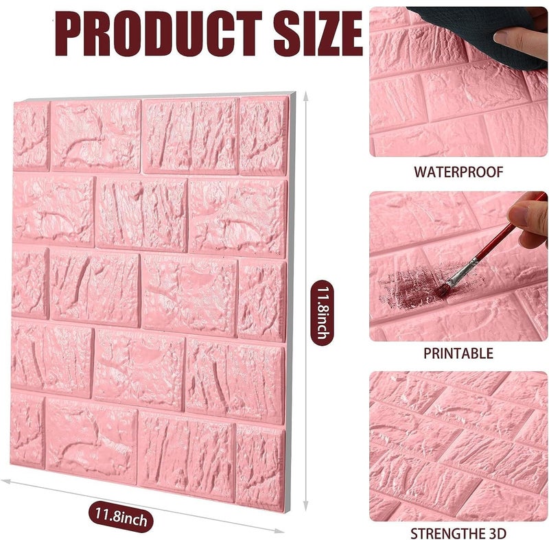 Rylan Self-Adhesive Waterproof PE Foam 3D Wall Panels Wallpaper Sticker for Bathroom, Living Room, and Home Decoration (70 x 77cm, Appx. 5.8Sq Feet)-1 Piece - Image 2