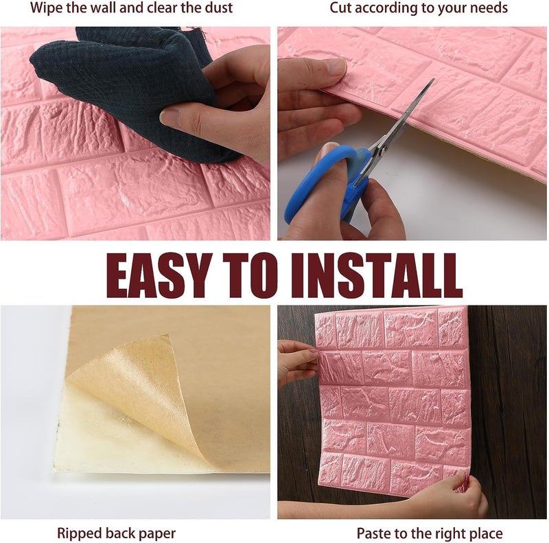 Rylan Self-Adhesive Waterproof PE Foam 3D Wall Panels Wallpaper Sticker for Bathroom, Living Room, and Home Decoration (70 x 77cm, Appx. 5.8Sq Feet)-1 Piece - Image 5