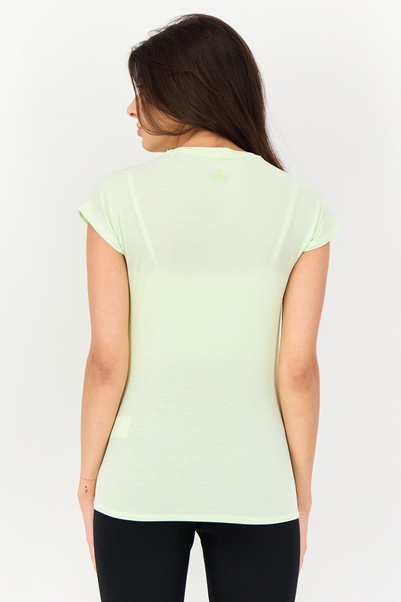 Adidas Women Sportswear Fit Short Sleeves Training Top, Light Green - Image 3