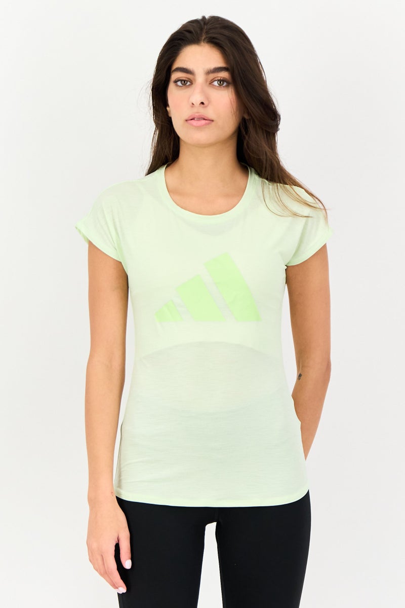 Adidas Women Sportswear Fit Short Sleeves Training Top, Light Green - Image 1