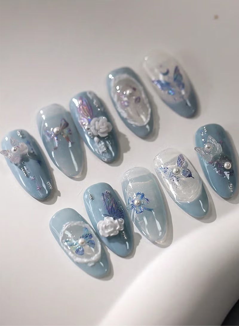 Ucanbe 5D Pearl Crystal Butterfly Magic Nail Sticker with 100 Zircon Diamonds, Perfect for DIY Nail Art Decoration - Image 3