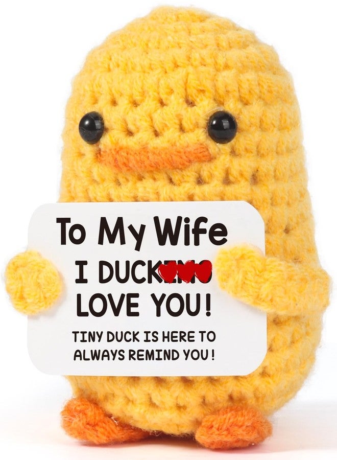 MBL Gifts for Wife Valentines Birthday - Valentine's Day Anniversary Wedding Romantic Funny Cute Crochet Duck for Her Women Couple Girlfriend Mother's Christmas Stocking Stuffers, I Duck Love You - Image 1