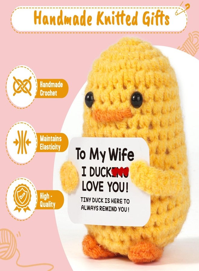 MBL Gifts for Wife Valentines Birthday - Valentine's Day Anniversary Wedding Romantic Funny Cute Crochet Duck for Her Women Couple Girlfriend Mother's Christmas Stocking Stuffers, I Duck Love You - Image 3