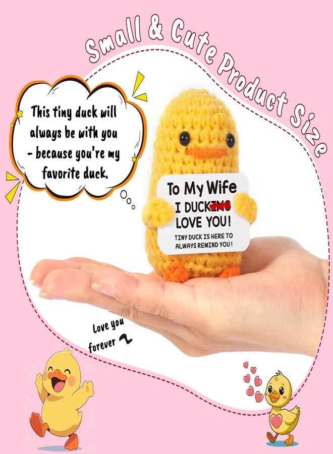 MBL Gifts for Wife Valentines Birthday - Valentine's Day Anniversary Wedding Romantic Funny Cute Crochet Duck for Her Women Couple Girlfriend Mother's Christmas Stocking Stuffers, I Duck Love You - Image 2