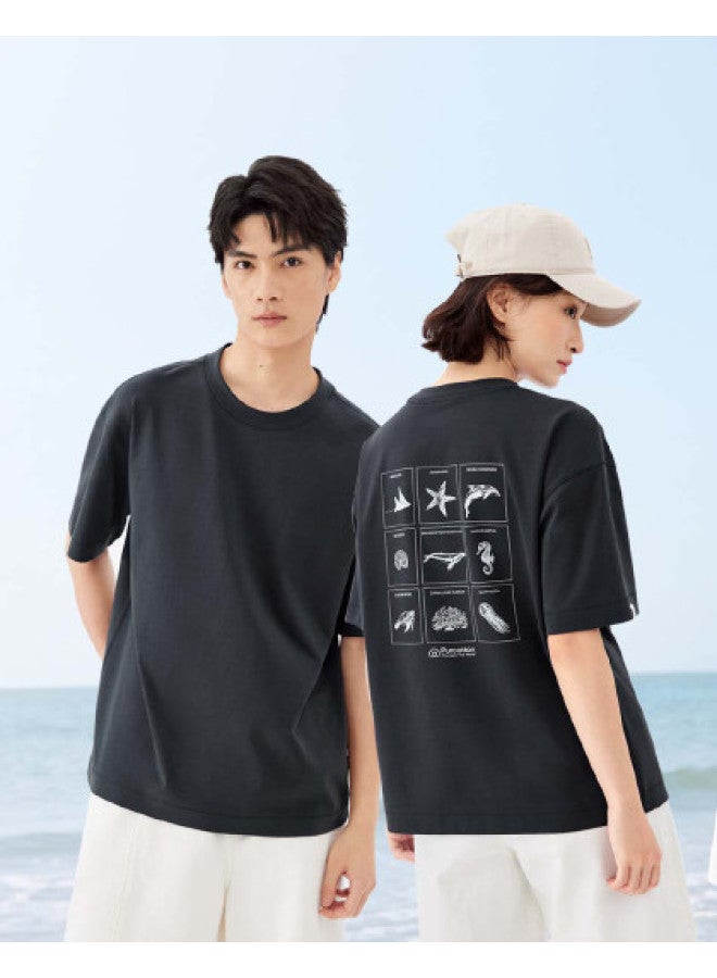 purcotton Summer Men'S And Women'S Short-Sleeve Couple T-Shirts, Soft, Draped, Breathable, And Sweat-Wicking - Image 1