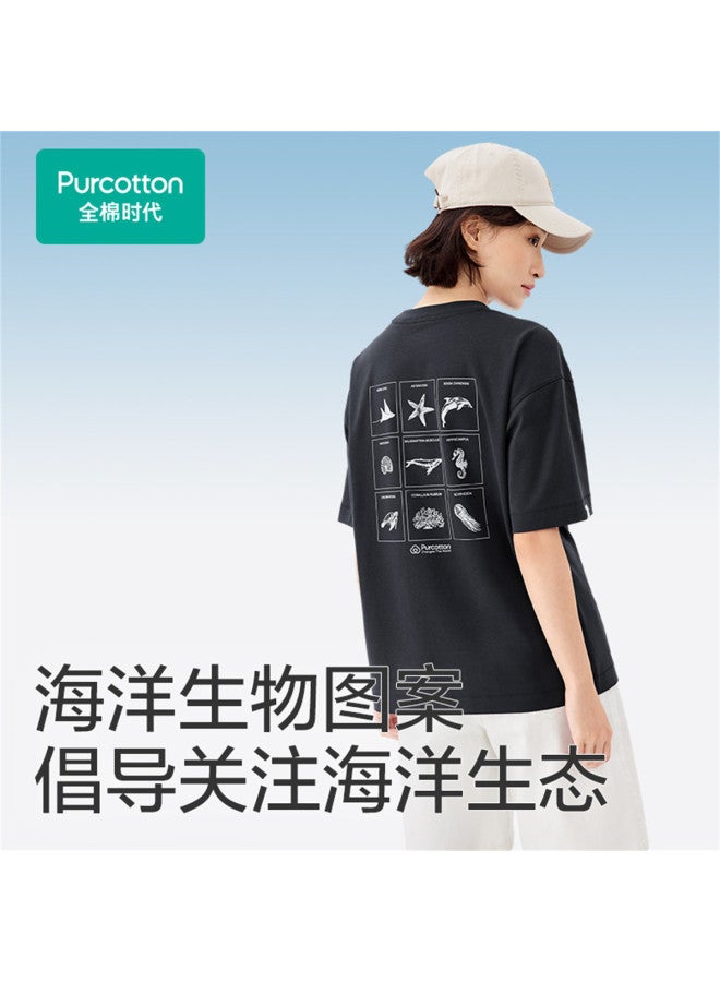 purcotton Summer Men'S And Women'S Short-Sleeve Couple T-Shirts, Soft, Draped, Breathable, And Sweat-Wicking - Image 5
