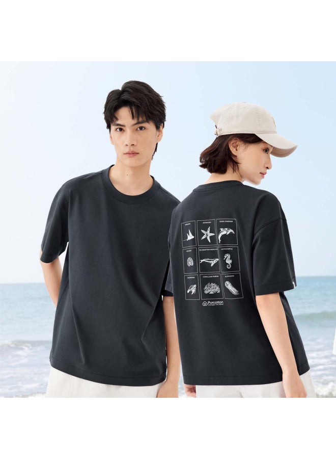 purcotton Summer Men'S And Women'S Short-Sleeve Couple T-Shirts, Soft, Draped, Breathable, And Sweat-Wicking - Image 2