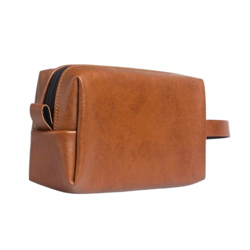 The Messy Corner Personalized Travel Pouch with Name  Charm Customized Multipurpose Utility Pouch for WomenShaving Vegan Leather Toiletry Bag for Men  Women Tan - Image 3