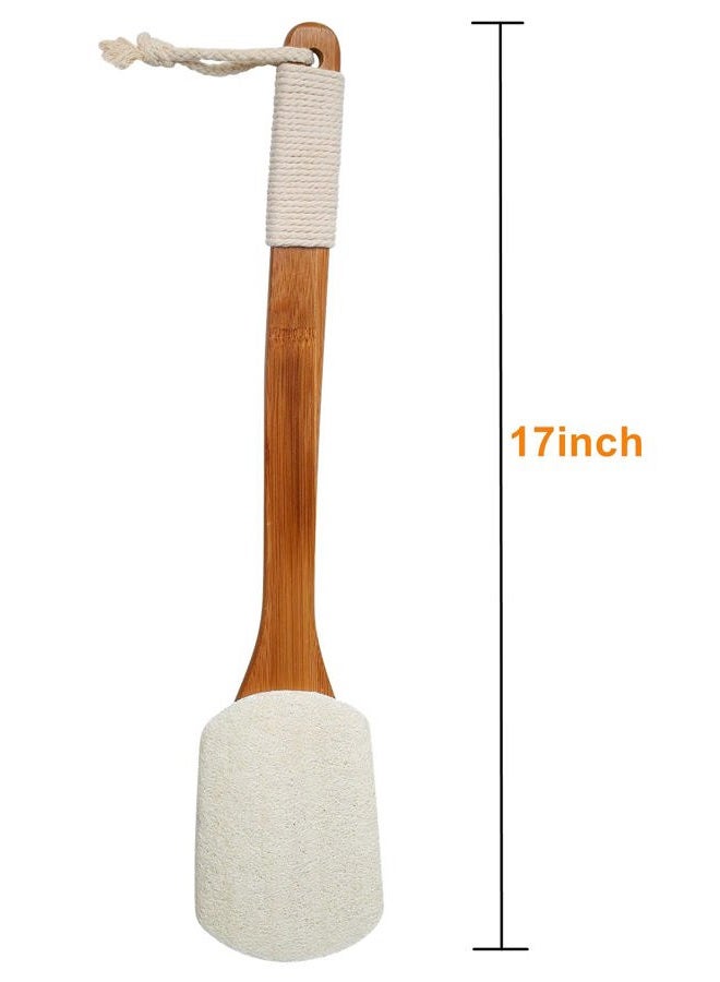 Leotruny 100% Natural Exfoliating Loofah with Long Wooden Handle Shower Back Brush (Off-white (1 pack)) - Image 2