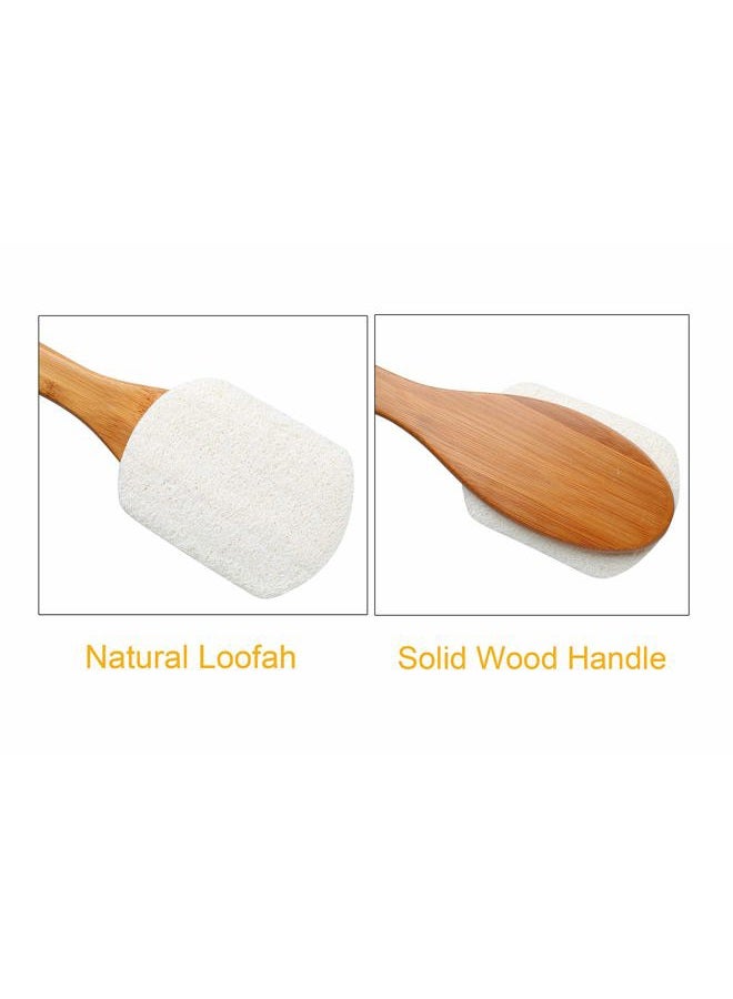Leotruny 100% Natural Exfoliating Loofah with Long Wooden Handle Shower Back Brush (Off-white (1 pack)) - Image 3