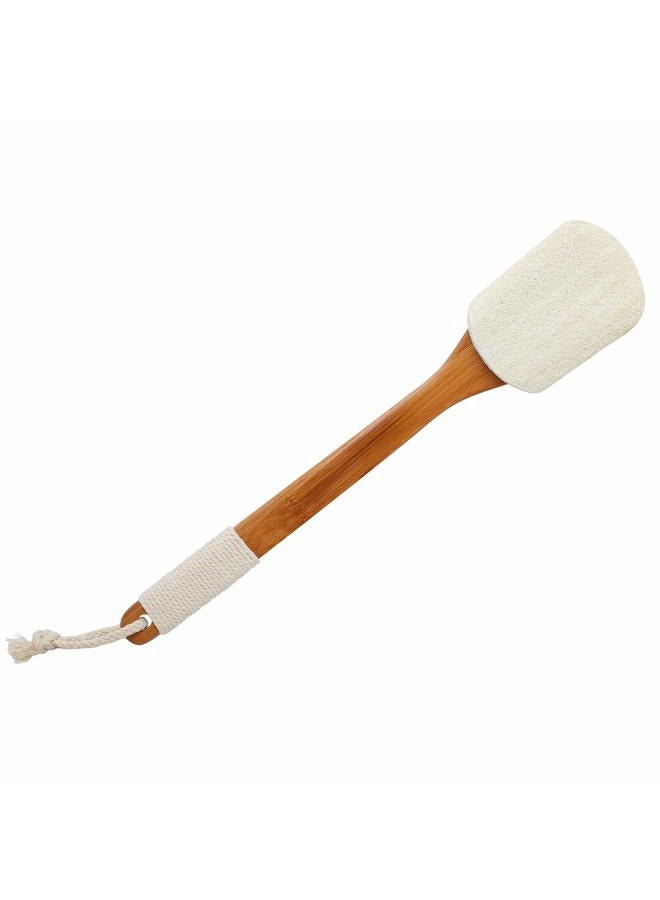Leotruny 100% Natural Exfoliating Loofah with Long Wooden Handle Shower Back Brush (Off-white (1 pack)) - Image 1
