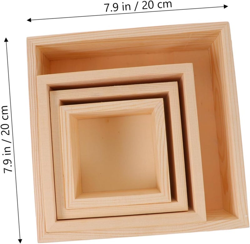 Ventilated design Ipetboom 4Pcs Wooden Boxes Rustic Square Craft Storage Organizer Durable Unfinished Wood for DIY Projects Elegant Decor for Home Office for Desks and Living Rooms N/S/C nationwide deliver Global assemble options All condition resistant crafted quality Classic practical design Long use oriented quality In-Kingdom stored commodity Rack sorted local inventory Trendy budget practical design Care processed raw material Reliable durability Stable inert material Heat insulation layer Storage burden minimized build Global production standard crafted Balanced structure Cross-location transit friendly build Diverse requirement fit Precision made Proper storage environment Shock rubber edge Local & cross border ship compatible Multi item matching Extra part combo compatible Moisture proof - Image 2