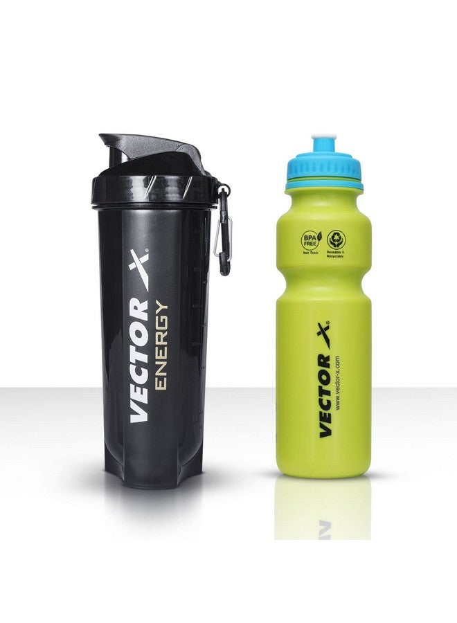 Vector X Vector X Combo of Shaker and Sipper Protein Shaker/Sipper Bottle for Gym/Shaker for Body Builders/Gym Accessories Shaker - 600 ml, Sipper -750ML (Pack of 2) 1 Shaker and 1 Sipper  - Image 1