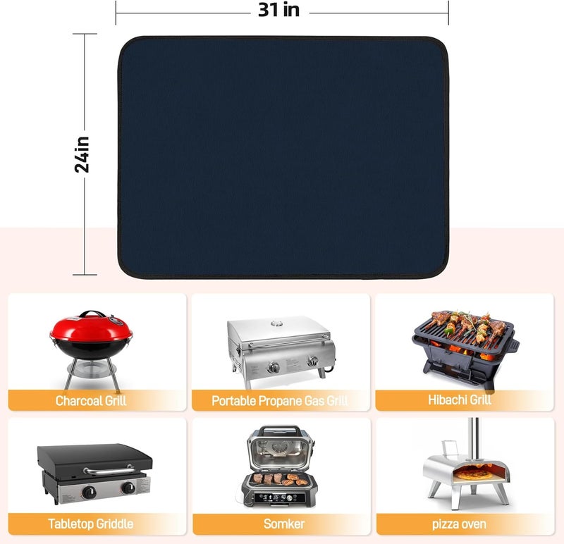 Amerbro 24x31in Heat Resistant Grill Mats for Outdoor Grill to Protect Your Prep Table and Outdoor Grill Table - Fire Proof & Water Proof & Oil Proof BBQ Mat - Blue（1mm） - Image 5