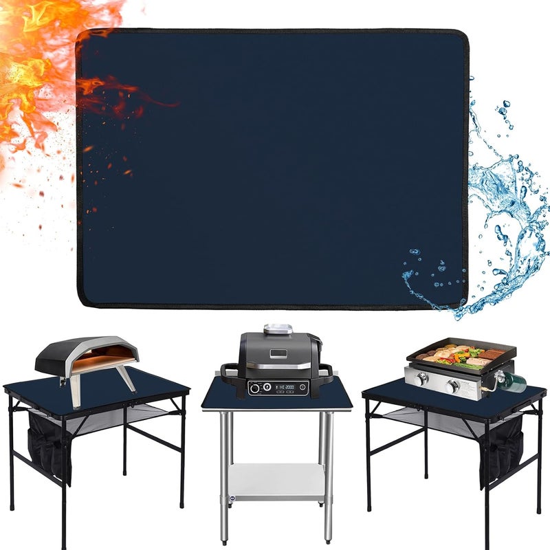 Amerbro 24x31in Heat Resistant Grill Mats for Outdoor Grill to Protect Your Prep Table and Outdoor Grill Table - Fire Proof & Water Proof & Oil Proof BBQ Mat - Blue（1mm） - Image 1