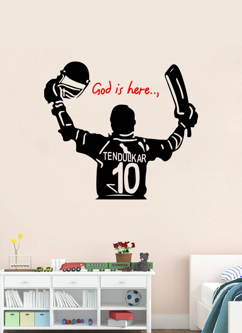 Spoil Your Wall ملصق حائط يحمل صورة ساشين تيندولكار الشهيرة للكريكيت - ديكور منزلي فني - ملصق حائط، 60×50 سم من Spoil Your Wall  - Image 1