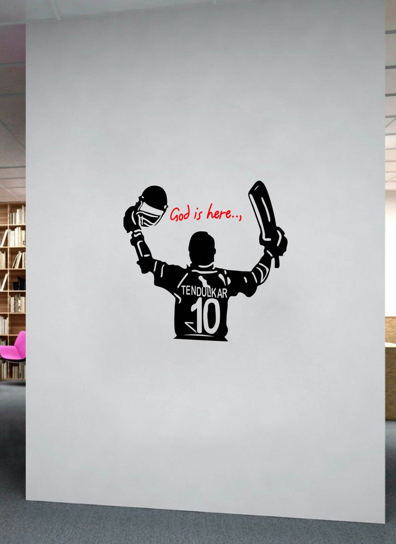 Spoil Your Wall ملصق حائط يحمل صورة ساشين تيندولكار الشهيرة للكريكيت - ديكور منزلي فني - ملصق حائط، 60×50 سم من Spoil Your Wall  - Image 2