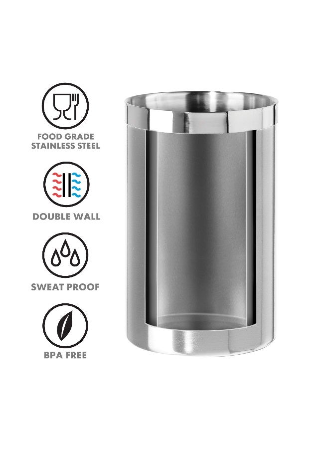 OGGI Stainless Steel Double Wall Wine Cooler - Insulated Tabletop Wine Chiller for White Wine & Champagne, Fits Most Standard Sized Bottles - Image 3