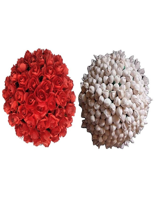 AorviDesigns إكسسوارات شعر غاجرا من AorviDesigns™ لتصفيف الكعكة للنساء والفتيات (أحمر وأبيض، عبوة من قطعتين) - Image 1