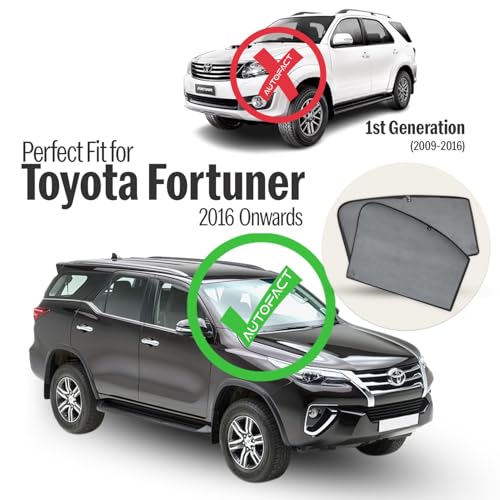 Autofact Car Sunshades for Toyota Fortuner (2016 to 2025), UV Protection, Useful Car Accessories, Custom fit Sun Shades for Side Windows, Set of 6 - Image 2