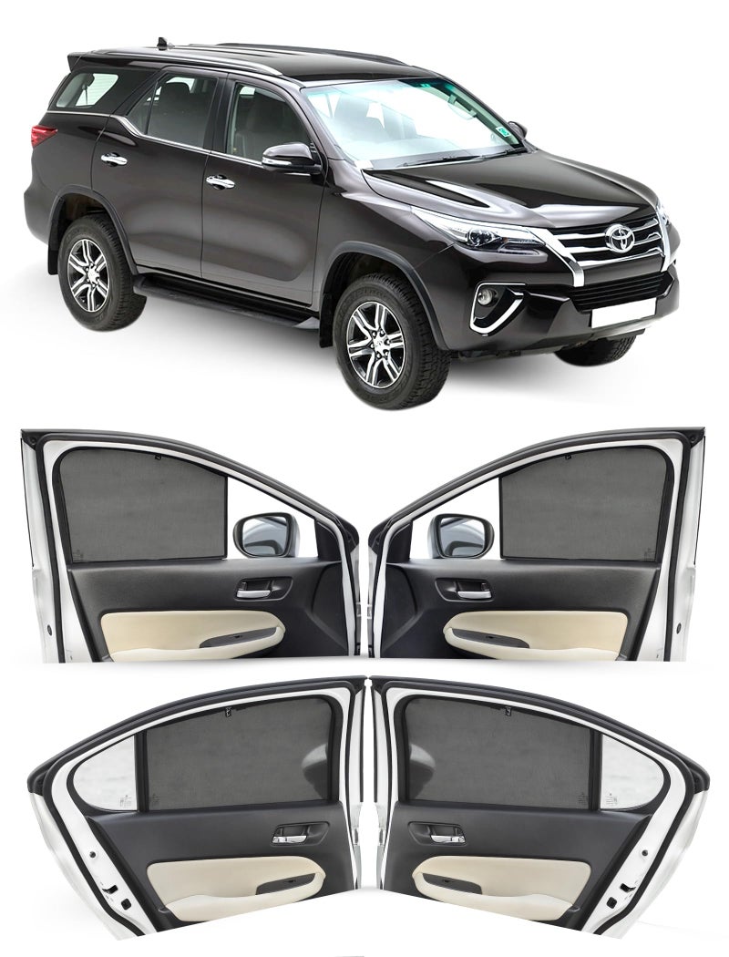 Autofact Car Sunshades for Toyota Fortuner (2016 to 2025), UV Protection, Useful Car Accessories, Custom fit Sun Shades for Side Windows, Set of 6 - Image 1