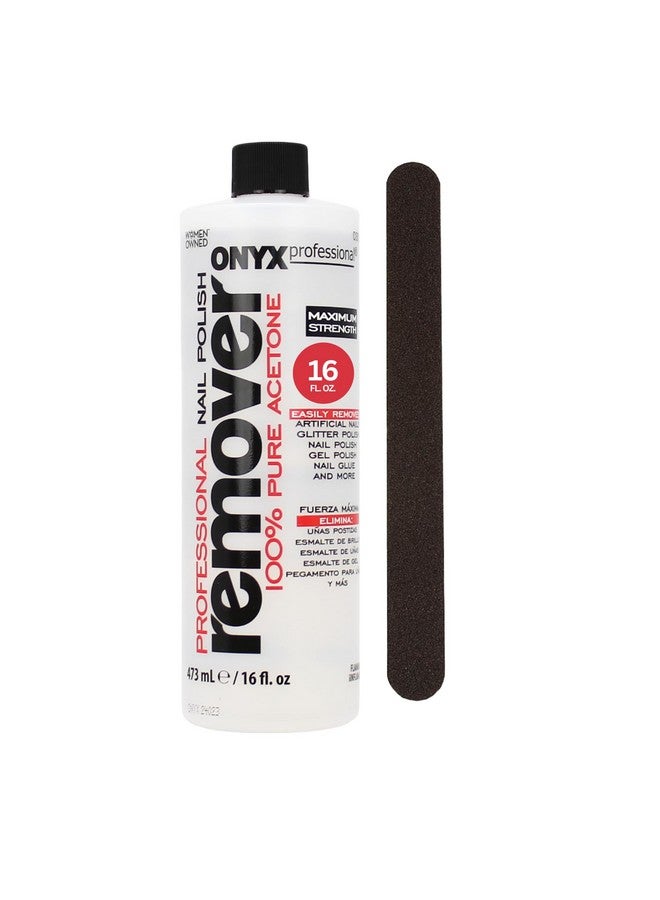 Onyx Professional Onyx Professional 100% Pure Acetone Nail Polish Remover Kit with 7 inch Nail File, Maximum-Strength Nail Polish Remover for Gel, Artificial & Glitter Nail Polish, Quick and Effective Formula, 16 Fl Oz  - Image 1