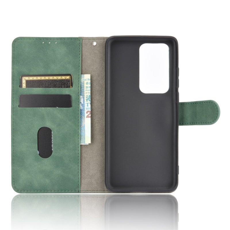 BURAQ Case Cover For Huawei P40 Pro Solid Color Skin Feel Magnetic Buckle Horizontal Flip Calf Texture PU Leather Case with Holder & Card Slots & Wallet(Green) - Image 4