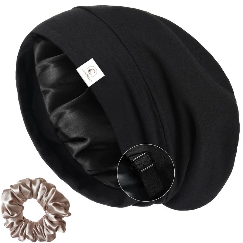 Candibella Satin Silk Bonnet Adjustable Slouchy Beanie for Men  Women Curly Hair Cover Silky Lined Cap for Sleeping - Image 1