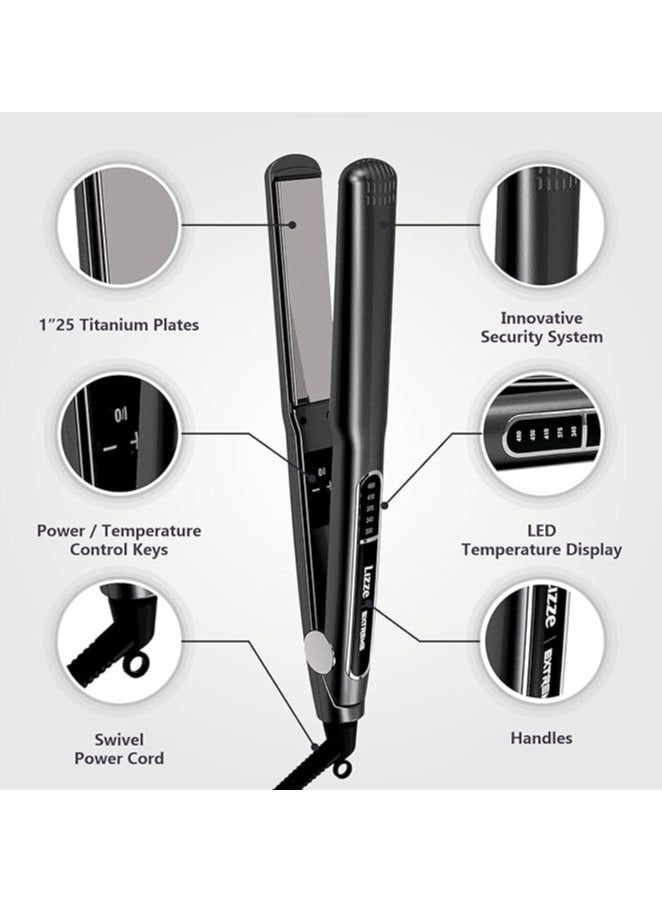 Lizze Hair Straightener 1.25" Straightening And Multiple Heat Settings Up To 480℉ Temperature With Dual Voltage(110V-220V) Volumizing Nano Technology-Titanium Flat Iron Dry Frizzy thick Hair Curls-Sleek Salon Hair Styling Tool - Image 3