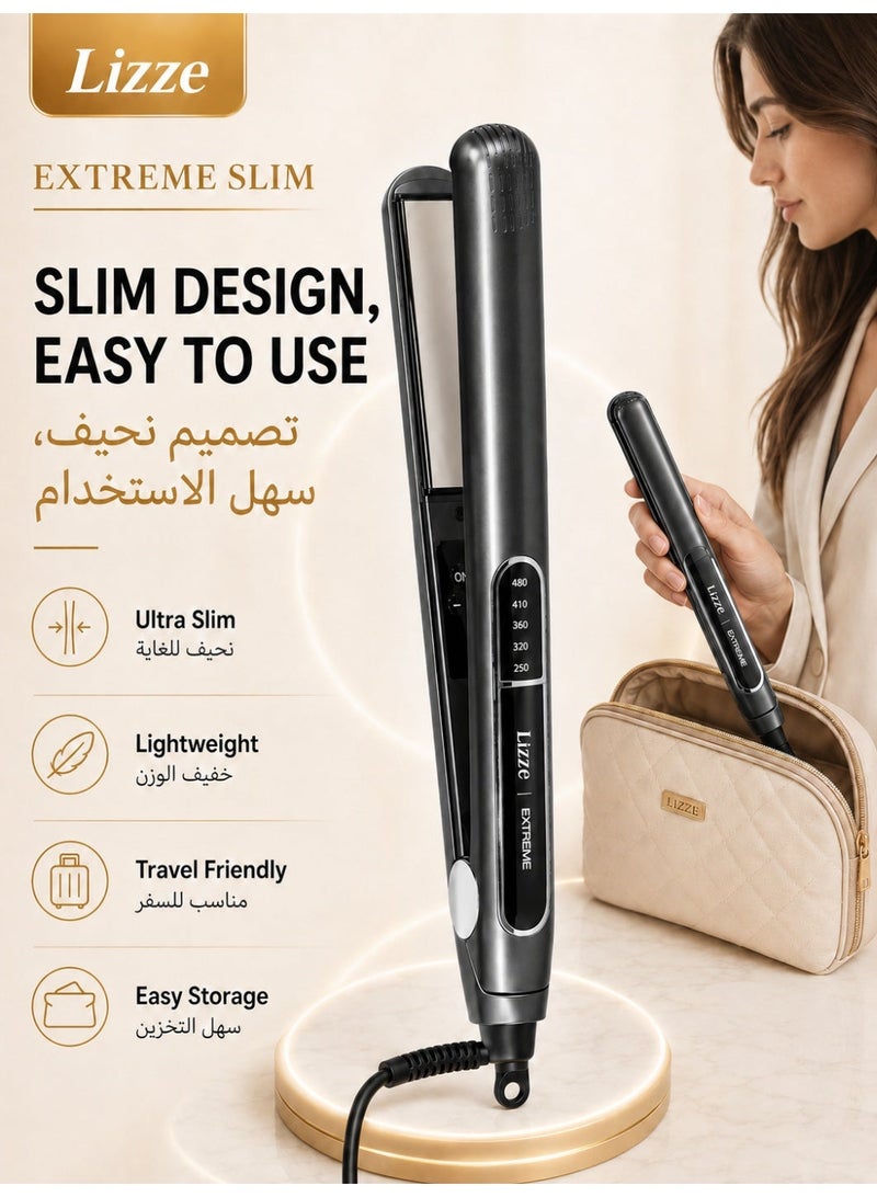 ليز **Lizze Extreme Slim مكواة فرد الشعر مع ألواح تيتانيوم، شاشة LED وتسخين سريع حتى 250 درجة مئوية، مكواة شعر خفيفة الوزن لفرد وتجعيد الشعر** - Image 4
