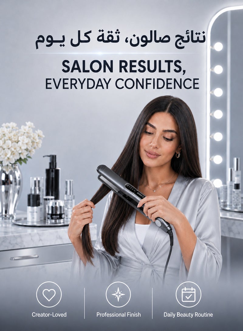 Lizze Extreme Hair Straightener with Titanium Plates, Fast Heating 250°C/480°F, LED Temperature Display, Floating Plates for Smooth Glide, Slim Lightweight Flat Iron for Frizz-Free Straight Hair & Soft Waves - Image 4