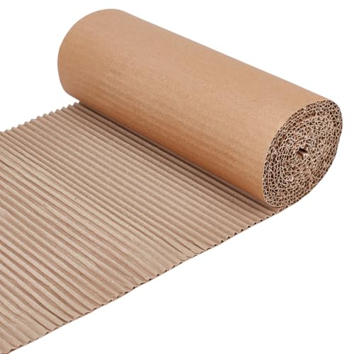 BENECREAT 787 x 87 Inch Brown Single Face Corrugated Cardboard Roll Corrugated Wrap Paper for Gift Packing Storage DIY Crafts Shipping 25mm Thick - Image 1