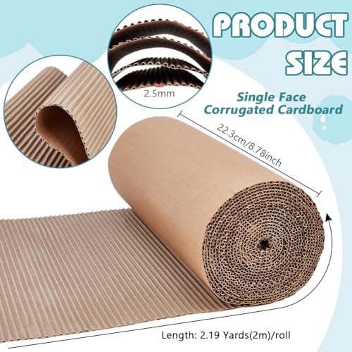 BENECREAT 787 x 87 Inch Brown Single Face Corrugated Cardboard Roll Corrugated Wrap Paper for Gift Packing Storage DIY Crafts Shipping 25mm Thick - Image 3