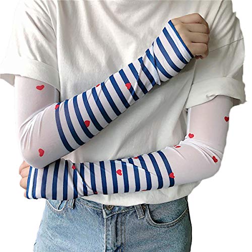 iSWEVEN Arm Sleeve for Women with Thumb Hole UV Sunscreen Protection Cooling Cuffs Sleeves Used for Running, Cycling Sports - 1 Pair (AS2001B) - Image 3