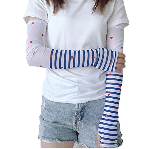 iSWEVEN Arm Sleeve for Women with Thumb Hole UV Sunscreen Protection Cooling Cuffs Sleeves Used for Running, Cycling Sports - 1 Pair (AS2001B) - Image 1