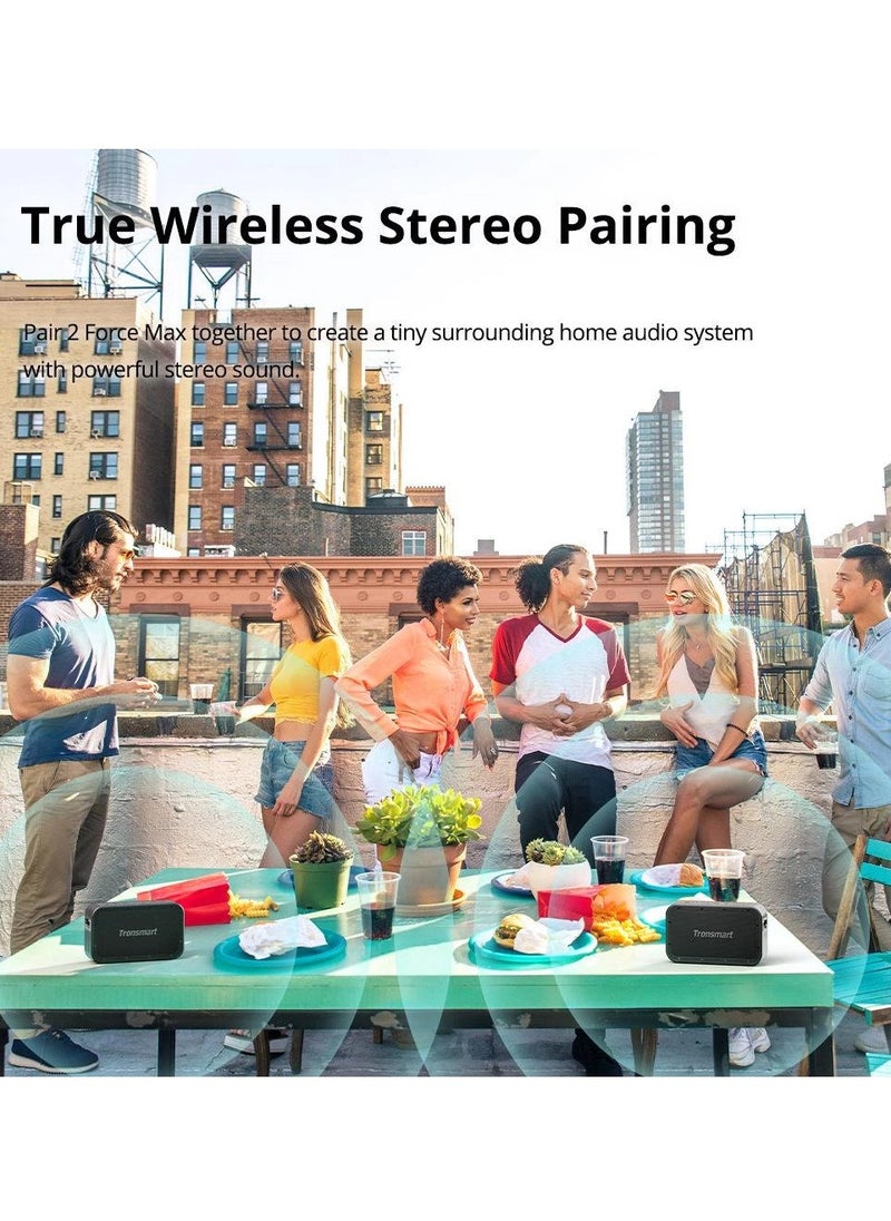 ترونسمارت مكبر صوت خارجي محمول من Tronsmart force max بقوة 80 وات مع تقنية البلوتوث IPX6 ومقاوم للماء، ويدعم المساعد الصوتي، ويدوم حتى 13 ساعة، وبلوتوث 5.0، وبنك طاقة مدمج بقوة 15000 مللي أمبير في الساعة، باللون الأسود  - Image 4