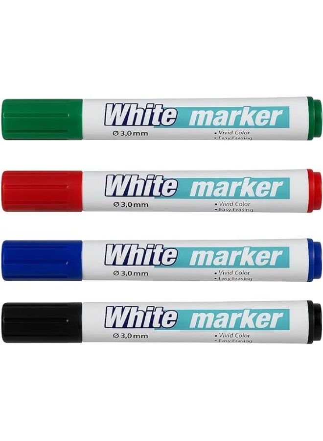 Erasable Whiteboard Marker Set with Eraser and Dust Cleaner, 4 Colors - Image 3