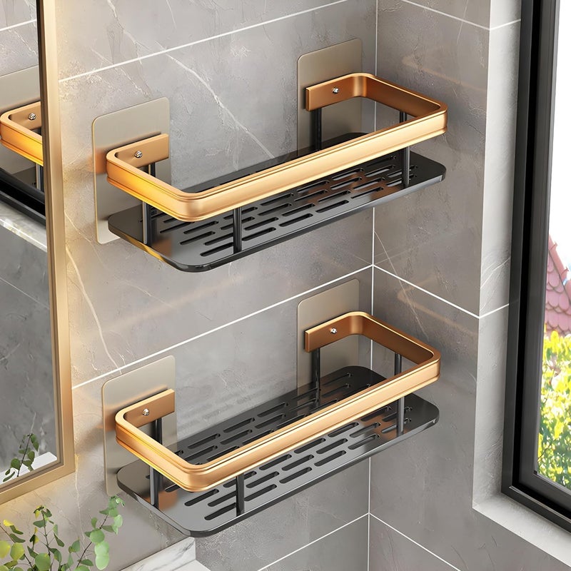 WEPTIX® Self-Adhesive Multipurpose Wall Mounted Bathroom Shelf and Rack for Bathroom and Kitchen,Space Saving Bathroom Organizer Shelf, Punch Free Wall Shelves, Wall Stand Black (1) - Image 2