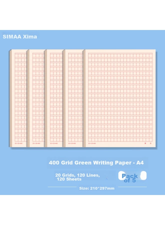 Simaa ورق التكوين Simaa 400-جرید، ورق كتابة ذو شبكة حمراء سميكة، ورق مسود، A4/20 ورقة، 5 عبوات، أساسي لدراسة طالب المدرسة الثانوية - Image 5