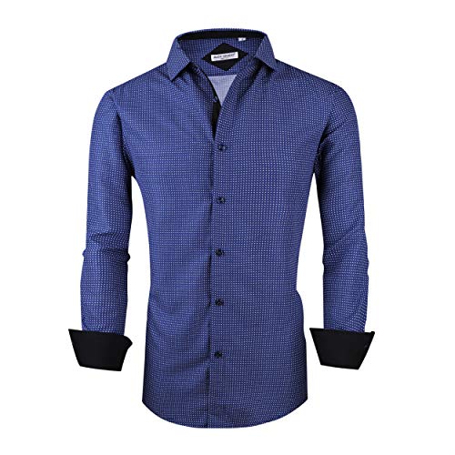 Alex Vando Mens Printed Dress Shirts Regular Fit Long Sleeve Button Down Shirt,Blue879,M - Image 2