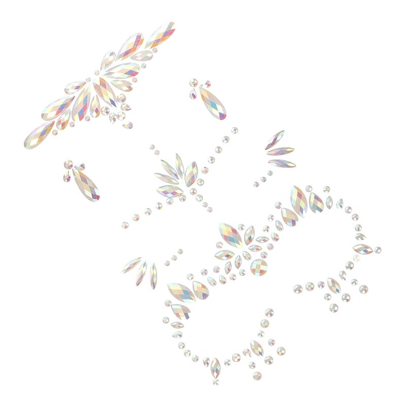 3sheets Face Gems Tattoos Luminous Glow Dark Rhinestones for Halloween Face Sticker - Image 1