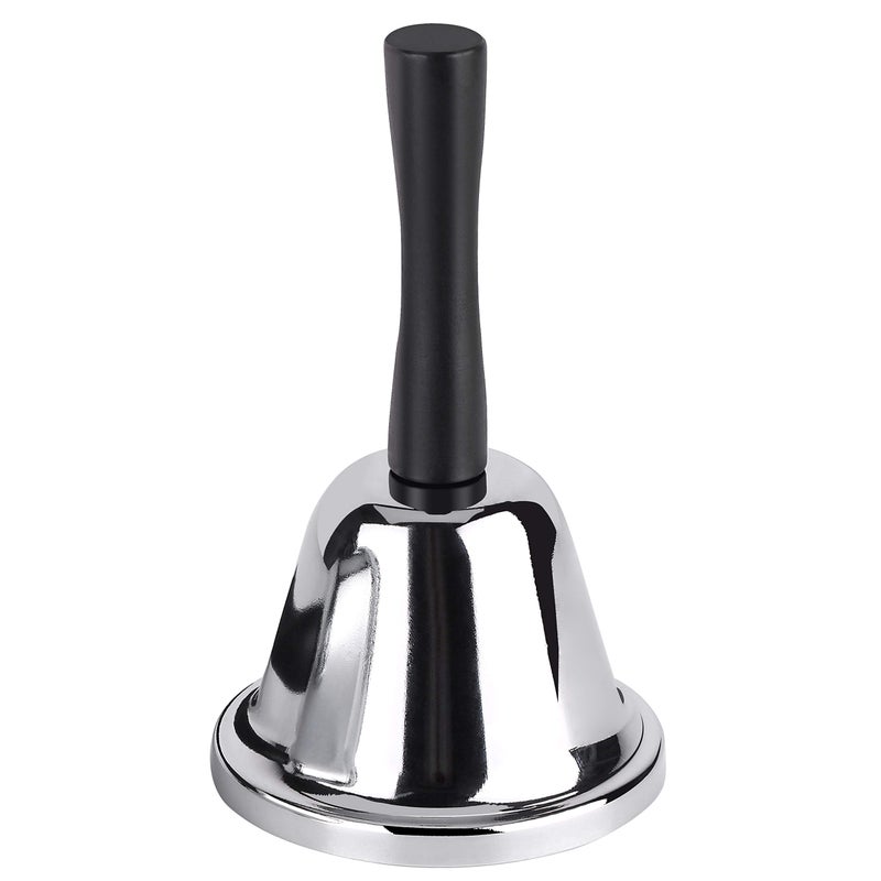 MROCO Loud Hand Bell, Silver Steel Hand Bells for Adults, Dinner Bells for Inside Classroom Bell, for Food Line, Alarm, Jingles, Ringing - Image 1