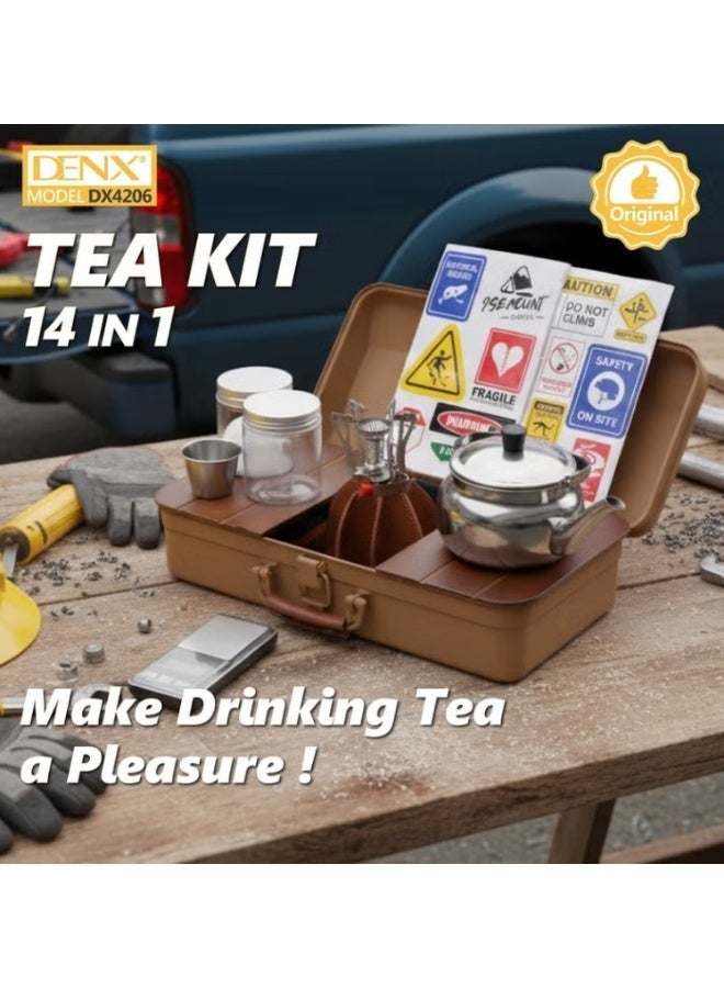 Denx DX4206 Tea Set, 14-in-1 Luxury Tea Set for Home and Travel - Image 1