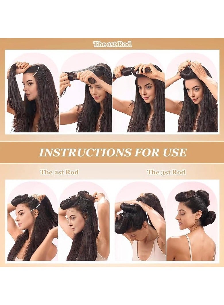 3 قطع من مكواة تجعيد الشعر بدون حرارة، قضبان مع خطاف، قضيب تجعيد بدون حرارة لجميع أنواع الشعر، مكواة تجعيد بدون حرارة للنوم بها، تجعيدات بدون حرارة طوال الليل لتجعيد الشعر (أسود) - Image 5