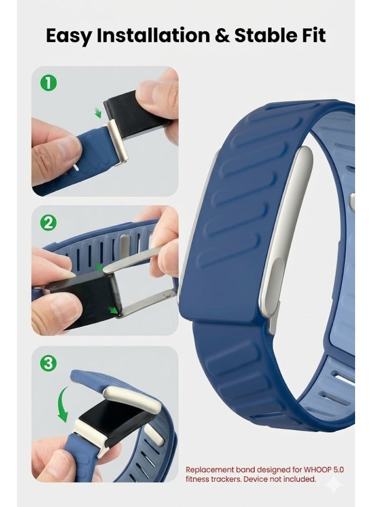 ZERO LIFESTYLE Silicone Sport Band Compatible with Whoop 5.0 Band Strap for Men and Women, Breathable and Waterproof Silicone Wristband Compatible with whoop mg band, Replacement Wrist bands Straps for Whoop 5.0 - Image 3